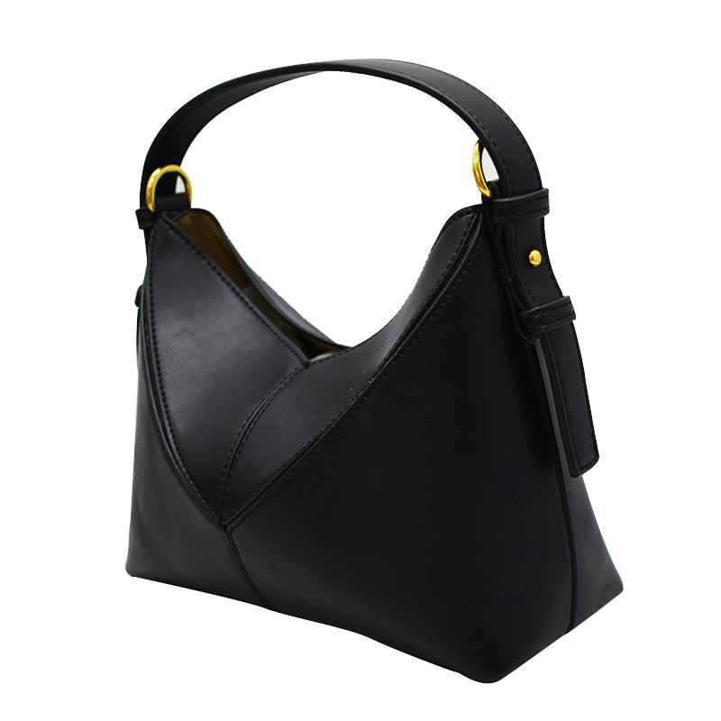 British-style black patchwork mini handbag