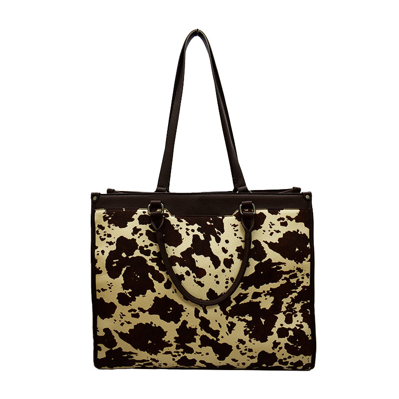 Printed Cow-Print Tote Bag