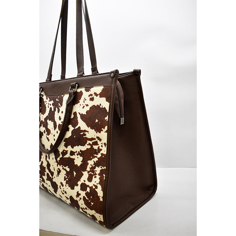 Printed Cow-Print Tote Bag