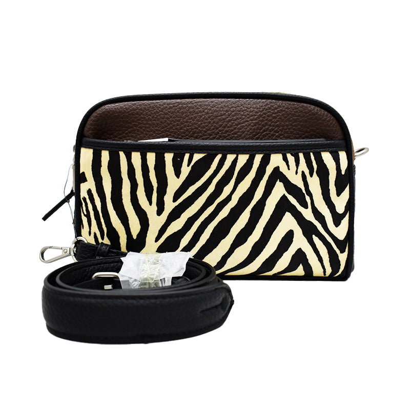 Black and White Zebra Print Single-Shoulder Crossbody Mini Bag