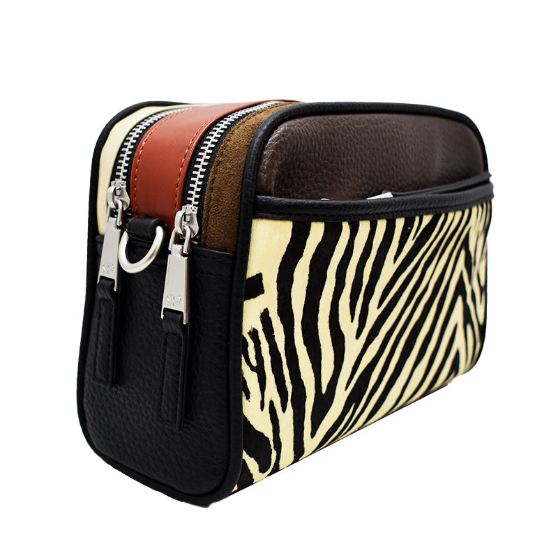 Black and White Zebra Print Single-Shoulder Crossbody Mini Bag